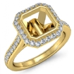 Diamond Engagement Ring 18k Yellow Gold Asscher Semi Mount Halo Setting 0.8Ct - javda.com 