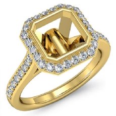 Diamond Engagement Ring 18k Gold Yellow Asscher Semi Mount Halo Setting  (0.8Ct. tw.)