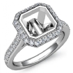 Diamond Engagement Ring 14k White Gold Asscher Semi Mount Halo Setting 0.8Ct - javda.com 