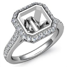 Diamond Engagement Ring 14k White Gold Asscher Semi Mount Halo Setting 0.80Ct