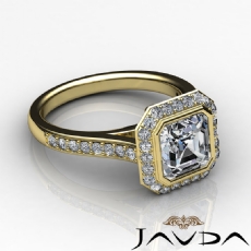 Halo Pave Bezel Sidestone diamond Ring 14k Gold Yellow