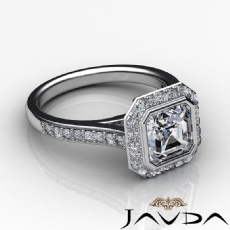 Halo Pave Bezel Sidestone diamond Ring 14k Gold White