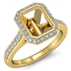 Diamond Engagement Ring 14k Gold Yellow Emerald Semi Mount Halo Setting  (0.8Ct. tw.)