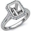 Diamond Engagement Ring 14k Gold White Emerald Semi Mount Halo Setting 0.8Ct