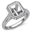 Diamond Engagement Ring Platinum 950 Emerald Semi Mount Halo Setting 0.8Ct - javda.com 