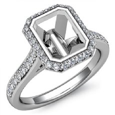 Diamond Engagement Ring 14k White Gold Emerald Semi Mount Halo Setting 0.80Ct