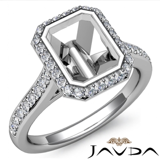 Diamond Engagement Ring 14k Gold White Emerald Semi Mount Halo Setting 0.8Ct
