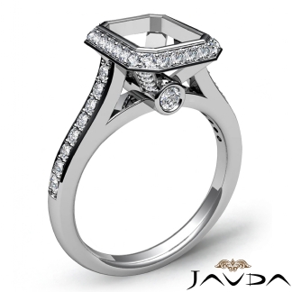 Diamond Engagement Ring 14k Gold White Emerald Semi Mount Halo Setting 0.8Ct