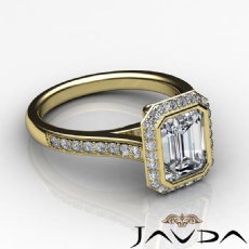 Bezel Halo Sidestone Pave diamond Ring 18k Gold Yellow