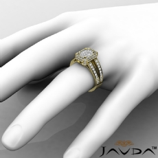 Double Prong Halo Sidestone diamond Ring 18k Gold Yellow