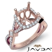Round Halo U Cut Prong Diamond Engagement Ring Semi Mount 18k Rose Gold 1Ct - javda.com 
