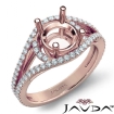 U Shared Prong Diamond Engagement Ring Round Semi Mount 14k Rose Gold 0.65Ct - javda.com 