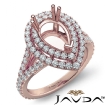 French V Cut Pave Diamond Engagement Ring Pear Semi Mount 14k Rose Gold 1.3Ct - javda.com 