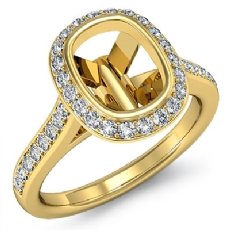 Diamond Engagement Ring 14k Gold Yellow Cushion Semi Mount Halo Setting  (0.8Ct. tw.)