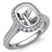 Diamond Engagement Ring Platinum 950 Cushion Semi Mount Halo Setting 0.8Ct - javda.com 