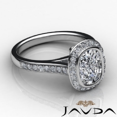 Bezel Halo Pave Setting diamond Ring 14k Gold White