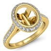 Diamond Engagement Ring 18k Yellow Gold Oval Semi Mount Halo Pave Setting 0.8Ct - javda.com 