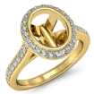 Diamond Engagement Ring 14k Yellow Gold Oval Semi Mount Halo Pave Setting 0.8Ct - javda.com 