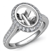 Diamond Engagement Ring Platinum 950 Oval Semi Mount Halo Pave Setting 0.8Ct - javda.com 