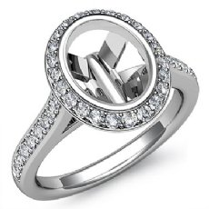 Diamond Engagement Ring 14k White Gold Oval Semi Mount Halo Pave Setting 0.80Ct