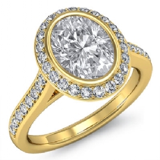 Halo Bezel Pave Setting diamond Ring 14k Gold Yellow