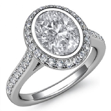 Halo Bezel Pave Setting diamond Ring 18k Gold White