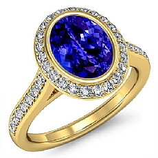 Halo Bezel Pave Setting diamond Ring 18k Gold Yellow