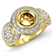 Round Side Diamond 3 Stone Engagement Ring Setting Semi Mount 14k Yellow Gold 1.15Ct - javda.com 