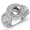 Round Side Diamond 3 Stone Engagement Ring Setting Semi Mount 14k White Gold 1.15Ct - javda.com 