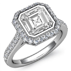 Bezel Set Halo Side Stone diamond Ring 14k Gold White