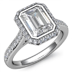 Bezel Set Halo Side Stone diamond Ring 14k Gold White