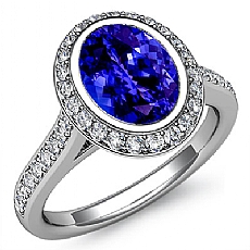 Bezel Set Halo Side Stone diamond Ring 18k Gold White