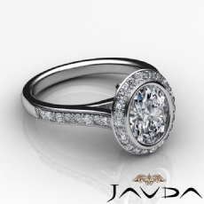 Bezel Set Halo Side Stone diamond Ring 18k Gold White