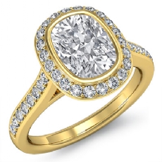 Bezel Set Halo Side Stone diamond Ring 18k Gold Yellow
