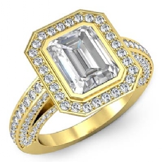 Halo Bezel Setting Sidestone diamond  18k Gold Yellow