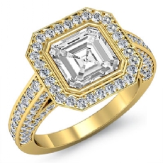 Halo Bezel Setting Sidestone diamond Ring 18k Gold Yellow