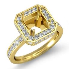 Diamond Engagement Ring 14k Gold Yellow Princess Semi Mount Halo (1.05Ct. tw.)