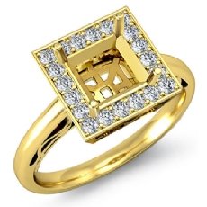 Halo Setting Diamond Engagement Princess Semi Mount Ring 18k Gold Yellow (0.36Ct. tw.)