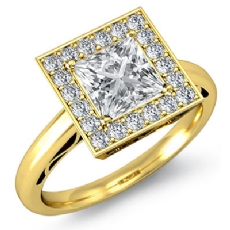 Halo Sidestone Filigree diamond Ring 14k Gold Yellow