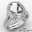1.05Ct Halo Oval Semi Mount Diamond Engagement Ring Split Shank Platinum 950 - javda.com 