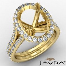 Halo Oval Semi Mount Diamond Engagement Ring Split Shank 14k Gold Yellow (1.05Ct. tw.)