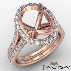 Halo Oval Semi Mount Diamond Engagement Ring Split Shank 14k Rose Gold (1.05Ct. tw.)
