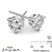 Round Diamond 3 Prong Double Wire Screwback 14k White Gold 1Pair Stud Earrings 0.48Ct - javda.com 