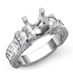 Round Diamond 3 Stone Ring Vintage Semi Mount Prong 18k White Gold 0.35Ct - javda.com 