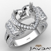 Vintage Halo Heart Semi Mount Diamond Engagement Ring 1.57Ct Platinum 950 - javda.com 