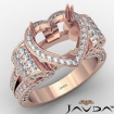 Vintage Halo Heart Semi Mount Diamond Engagement Ring 1.57Ct 14k Rose Gold - javda.com 