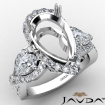 3 Stone Cross Shank Pear Semi Mount Diamond Engagement Ring 1.96Ct Platinum 950 - javda.com 