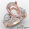 3 Stone Cross Shank Pear Semi Mount Diamond Engagement Ring 1.96Ct 18k Rose Gold - javda.com 