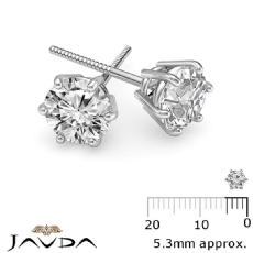 6 Prong Double Wire Screwback diamond  14k Gold White