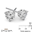 Round Diamond 3 Prong Double Wire 1 Pair Stud Earrings 14k White Gold 0.6Ct - javda.com 